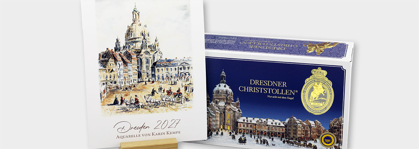 Original Dresdner Stollen mit einem Kalender